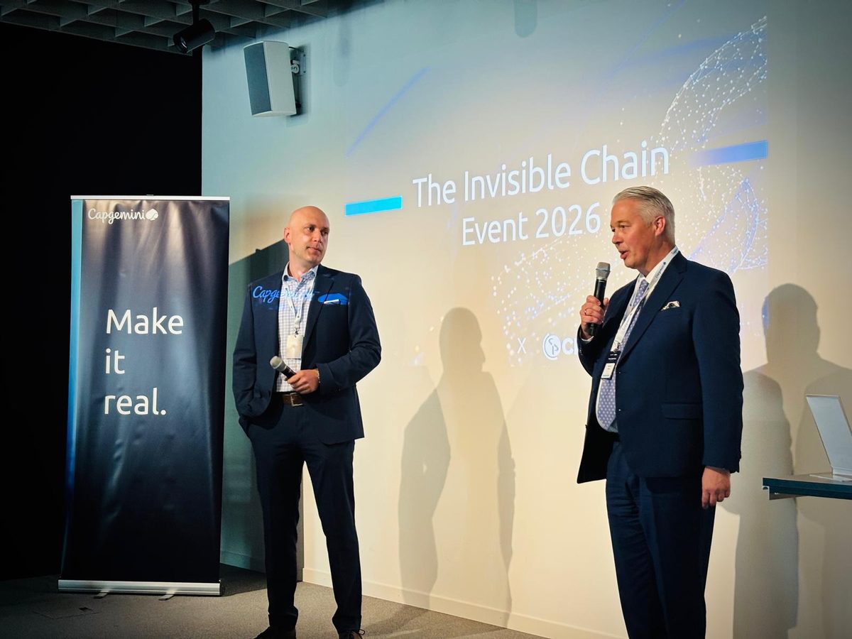 Aleks Sidorecs, left, and Martin Weis of Capgemini opening The Invisible Chain in Zurich, 18 June 2026